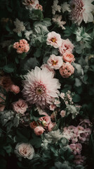  Phone wallpaper showcasing a graceful bouquet of light pink flowers. Generative AI Image