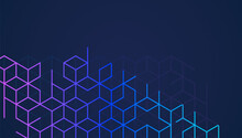 Abstract Geometric Background With Isometric Digital Blocks. Blockchain Concept And Modern Technology. Vector Illustration