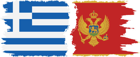 Montenegro and Greece grunge flags connection vector