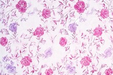  A Pink And Purple Flowered Wallpaper With Leaves And Flowers On A White Background With Pink And Purple Flowers And Leaves On A White Background.  Generative Ai