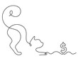 Silhouette of abstract cat with dollar in line drawing on white