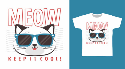 Wall Mural - Meow Cat Tshirt Art Fashion Design.