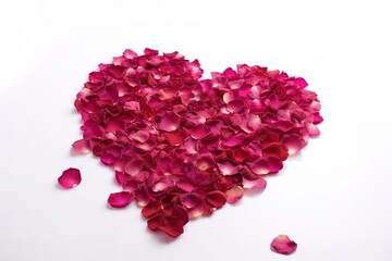 Wall Mural - petals of roses in the shape of heart isolated on white background