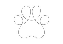 Silhouette Of Abstract Paw As Line Drawing On White. Pro Vector.