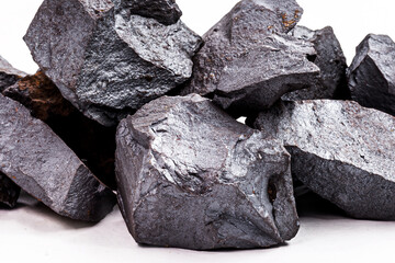 Poster - iron ore used in the metallurgical industry and civil construction, concept of mineral extraction