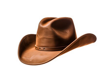 Rodeo Horse Rider Brown Leather Cowboy Hat Isolated On Transparent And White Background, Png