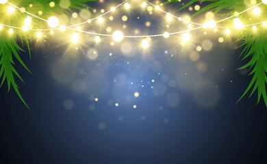 Poster - Christmas bright, beautiful lights, design elements. Glowing lights for design of Xmas greeting cards. Garlands, light Christmas decorations.	
