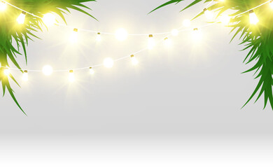 Poster - Christmas bright, beautiful lights, design elements. Glowing lights for design of Xmas greeting cards. Garlands, light Christmas decorations.	
