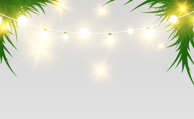 Poster - Christmas bright, beautiful lights, design elements. Glowing lights for design of Xmas greeting cards. Garlands, light Christmas decorations.	
