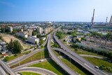 Fototapeta Na ścianę - Kliniczna node - a traffic interchange in Gdańsk, in the Młyniska district, on Kliniczna Street, aerial photo