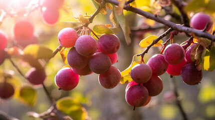 Canvas Print - A bunch of red grapes on a tree