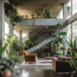 arquitectura moderna con plantas with IA generativa
