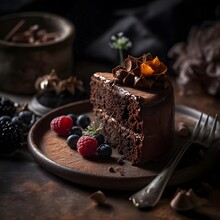 A Piece Of Decadent Chocolate Cake Shot With A Nikon Z7
