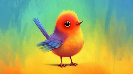 Wall Mural - Little bird illustration - generative AI, AI generated
