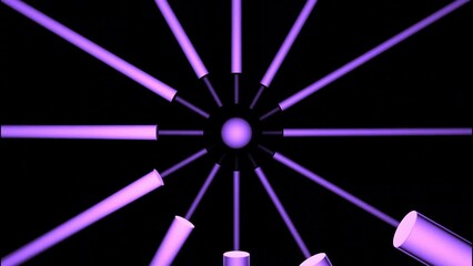 Poster - Rotating 3d spiral of lines on black background. Design. 3D lines move in spirals in dark space. 3D metal lines move in spatial spiral