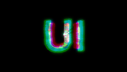 Fototapete - cybernetical text UI with heavy chromatic aberrations distortion, isolated - object 3D illustration