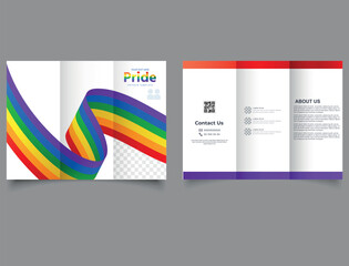 Wall Mural - Pride month trifold brochure template. Waves. lyer report template. design vector illustration. Modern trifold template.