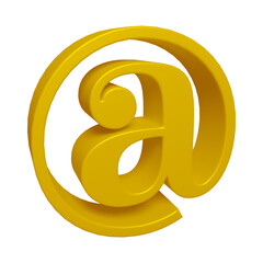 Poster - Golden email or at symbol design in 3d rendering