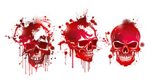 Vintage Retro Design Bloody Skull Illustration T-Shirt Printing Artwork, Blood, Bone, Dead, Art, Fresh, Cutting, Healthy. Vector Illustration