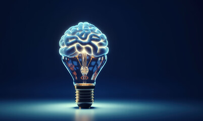 Human brain lightbulb new ideas concept Generative AI