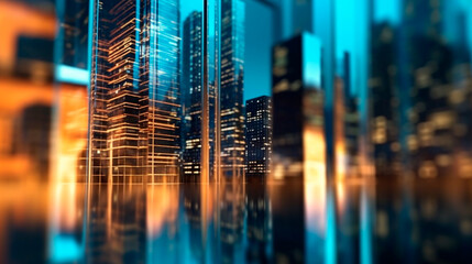 background of future urban and corporate architecture. real estate idea with bokeh, motion blur, and