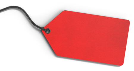 blank red hang tag isolated on transparent background