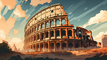 Illustration Of Beautiful View Of Rome, Italy