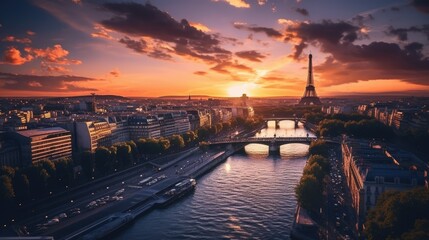 paris france with river seine - amazing travel photography - made with generative ai tools