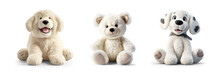 Cutout Set Of 3 Stuffed Animal Toys Isolated On Transparent Png Background - Generative AI