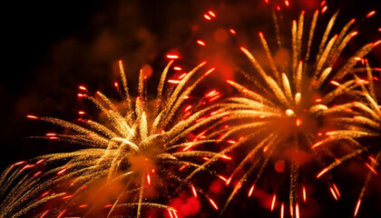 vibrant colors exploding in bright firework display generated by ai