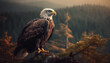 Majestic bird of prey perching on branch generated by AI