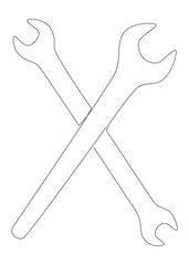 Poster - One continuous line of Wrench. Thin Line Illustration vector Work Tool concept. Contour Drawing Creative ideas.
