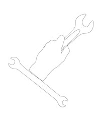 Poster - One continuous line of Wrench. Thin Line Illustration vector Work Tool concept. Contour Drawing Creative ideas.