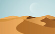 Beautiful sand dunes. desert landscape with moon vector illustration
