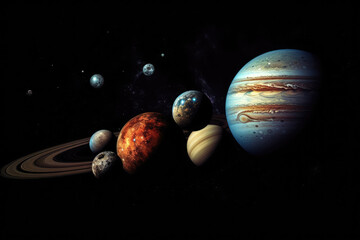 Wall Mural - parade of planets. generative ai.