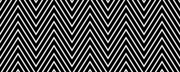 Poster - Zig zag seamless pattern. Black and white chevron ornament background. Repeating herringbone motif texture with diagonal lines. Textile design template swatch. Vector backdrop