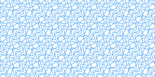 Wavy Linear Background. Guilloche Seamless Pattern. Blue Moire Ornament. Design Element For Banknotes, Diplomas, Certificates, Documents. Vector Wallpaper.