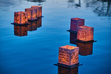 Calm Water With Six Japanese Style Lanterns