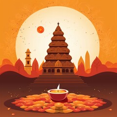 Poster - illustration of diya on Diwali celebration.india diwali celebration