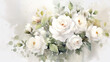 Romantic watercolor white roses wedding watercolor. 