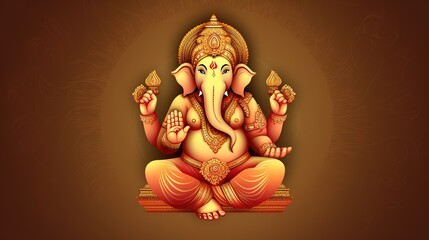 Illustration of ganesha for ganesh chaturthi and diwali, Generative ai