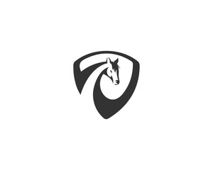 Wall Mural - Horse Logo Royal Shield Emblem. Elegant Stallion Shield Icon. Equestrian Horse Show Symbol Vector.