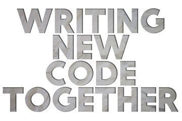 Aufkleber - Writing New Code Together text with Torn, Crumpled White Paper on colored background.