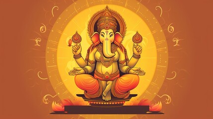 Illustration of ganesha for ganesh chaturthi and diwali, Generative ai