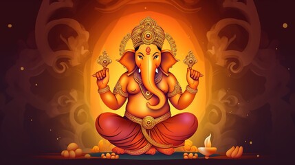 Illustration of ganesha for ganesh chaturthi and diwali, Generative ai