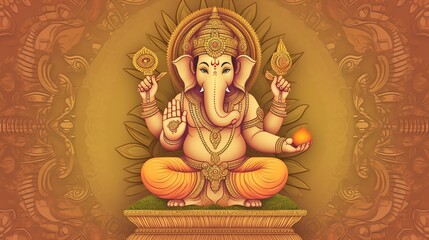 Illustration of ganesha for ganesh chaturthi and diwali, Generative ai