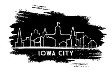 Canvas Print - Iowa City USA Skyline Silhouette. Hand Drawn Sketch. Business Travel and Tourism Concept with Modern Architecture.