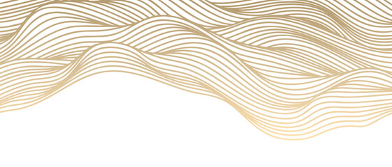 Aufkleber - Vector abstract line art wavy flowing dynamic gold isolated on transparent background in concept luxury, wave, wind, ocean