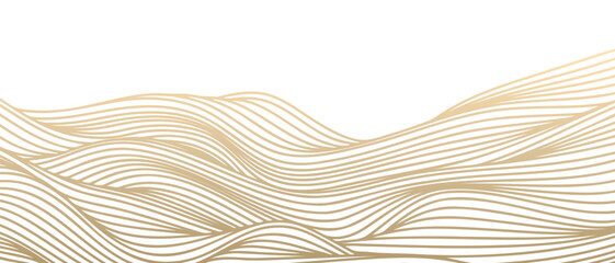Aufkleber - Vector abstract line art wavy flowing dynamic gold isolated on transparent background in concept luxury, wave, wind, ocean