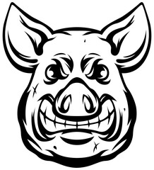 Wall Mural - Pig head mascot. Swine face. Hog illustration.